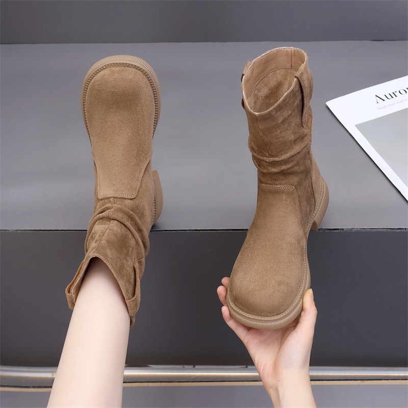 平底马丁靴女2025年秋季新款复古绒面圆头英伦风软底防滑显瘦短靴,女鞋,马丁靴,淘宝优惠券,粉丝福利购,淘宝优惠卷