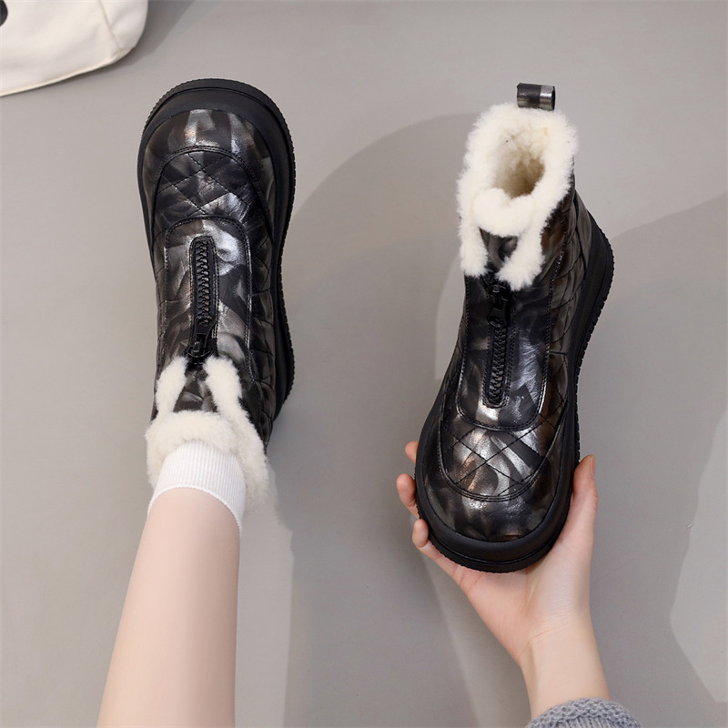 韩版时尚厚底雪地靴女2025冬季新款羊毛加厚保暖软底舒适圆头短靴,女鞋,时尚雪地靴,淘宝优惠券,粉丝福利购,淘宝优惠卷