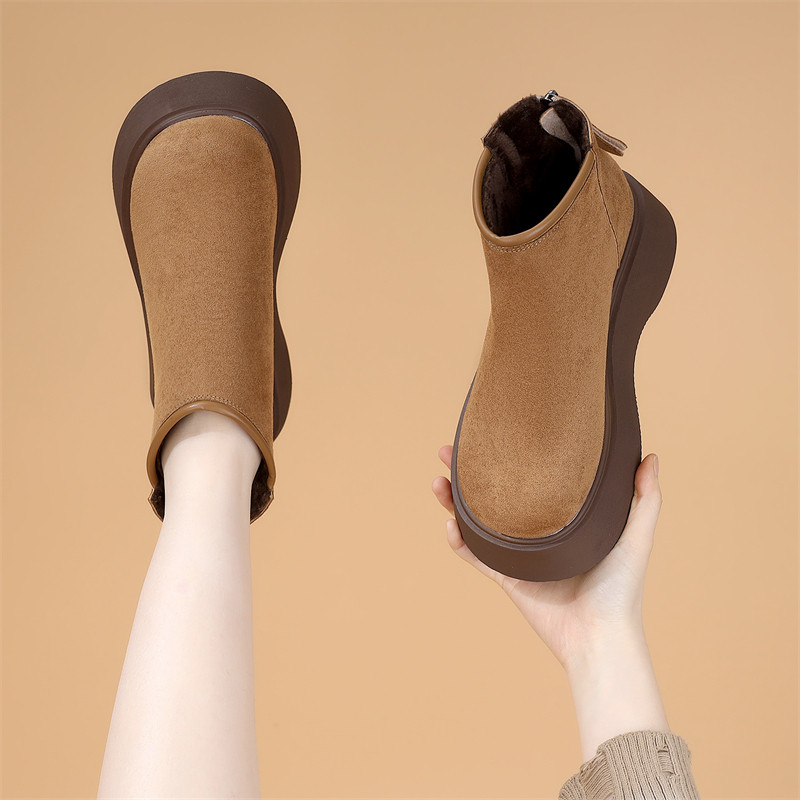 厚底短靴女2025秋冬季新款百搭复古加绒保暖增高绒面英伦风马丁靴,女鞋,马丁靴,淘宝优惠券,粉丝福利购,淘宝优惠卷