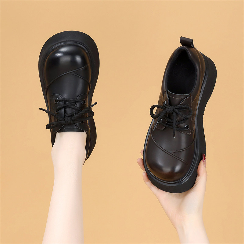 复古厚底增高乐福鞋女2025年春秋新款轻便舒适圆头小皮鞋显瘦单鞋,女鞋,乐福鞋（豆豆鞋）,淘宝优惠券,粉丝福利购,淘宝优惠卷