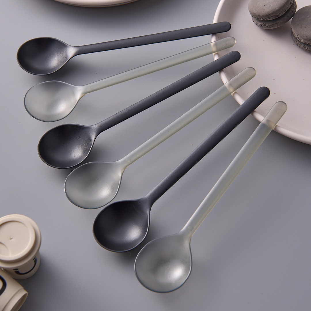 一次性勺子塑料单独包装高档厚硬磨砂仙草甜品勺冰激凌古茗勺拌饭