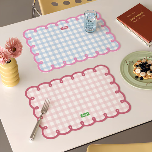 复古格纹防水防油免洗ins风餐垫隔热垫厨房碗筷台面pvc皮革餐桌垫