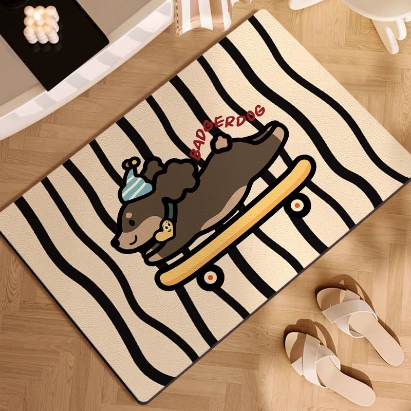 卡通浴室卫生间防滑防摔地垫硅藻泥吸水速干厕所门口洗手台脚垫子