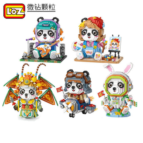LOZ熊猫戏曲花旦积木玩具京剧