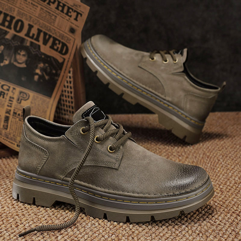 真皮马丁靴男低帮2025秋季新款磨砂翻毛短靴厚底工装男鞋英伦秋冬