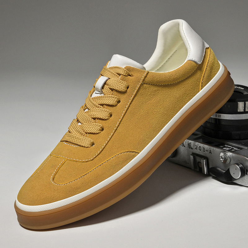 欧洲站男鞋真皮反绒皮德训板鞋