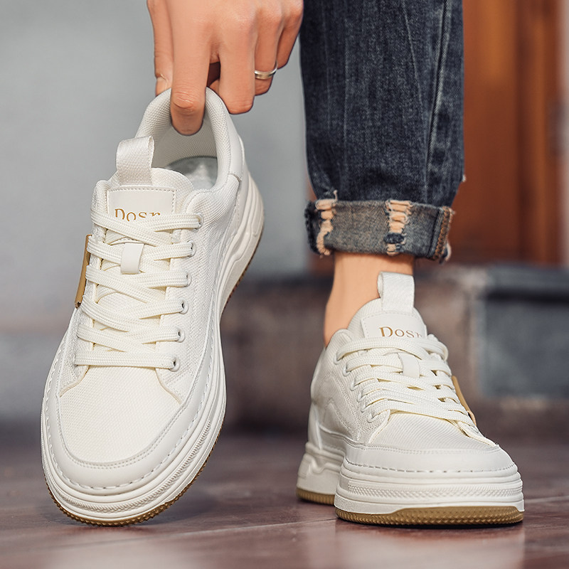 春夏男休闲鞋男鞋夏网面透气运动休闲低帮滑板鞋厚底增0307k