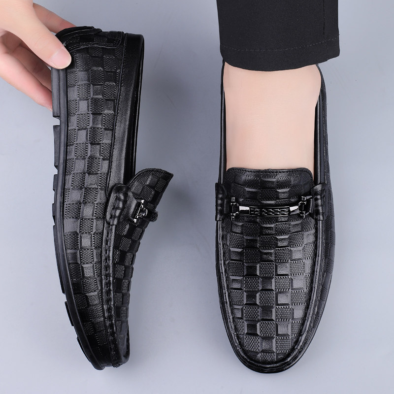 豆豆鞋男真皮2025新款夏季透气一脚蹬商务休闲皮鞋头层牛皮乐福鞋,流行男鞋,乐福鞋（豆豆鞋）,淘宝优惠券,粉丝福利购,淘宝优惠卷