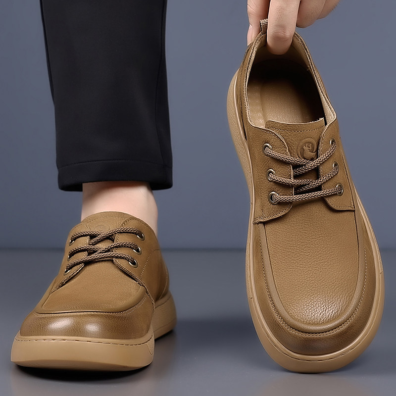 男鞋2025新款秋冬商务男士休闲皮鞋男款英伦风复古软底中年爸爸鞋,流行男鞋,休闲皮鞋,淘宝优惠券,粉丝福利购,淘宝优惠卷