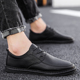 男百搭牛筋底透气潮鞋 2025秋季 黑色小皮鞋 手工商务休闲鞋 新款 韩版