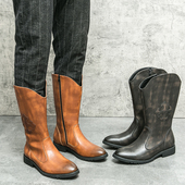 长筒靴高筒皮靴藏靴骑马靴男牛仔靴蒙古靴子休闲骑士尖头英伦长靴