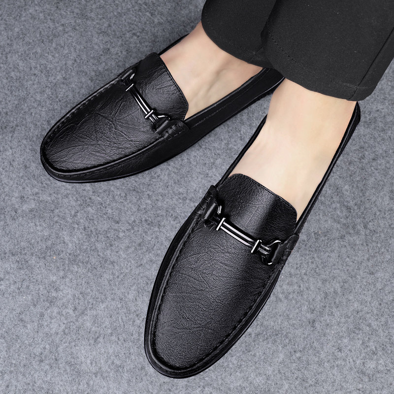 商务休闲皮鞋男真皮一脚蹬懒人鞋软底软面加绒保暖豆豆鞋2025冬季,流行男鞋,乐福鞋（豆豆鞋）,淘宝优惠券,粉丝福利购,淘宝优惠卷