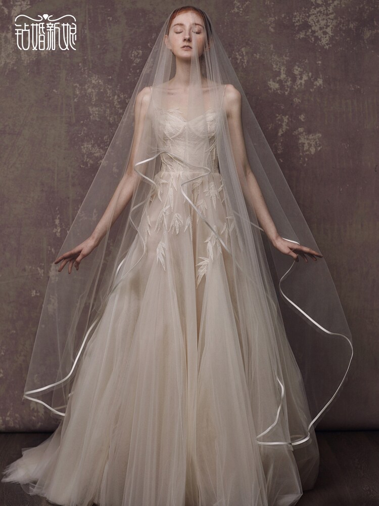 Simple and elegant 2021 new bride wedding forest department light travel wedding veil photo soft yarn super fairy temperament