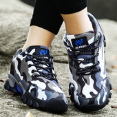 迷彩帆布徒步鞋 透气防滑耐磨户外运动鞋 男女情侣鞋 保罗骆驼登山鞋