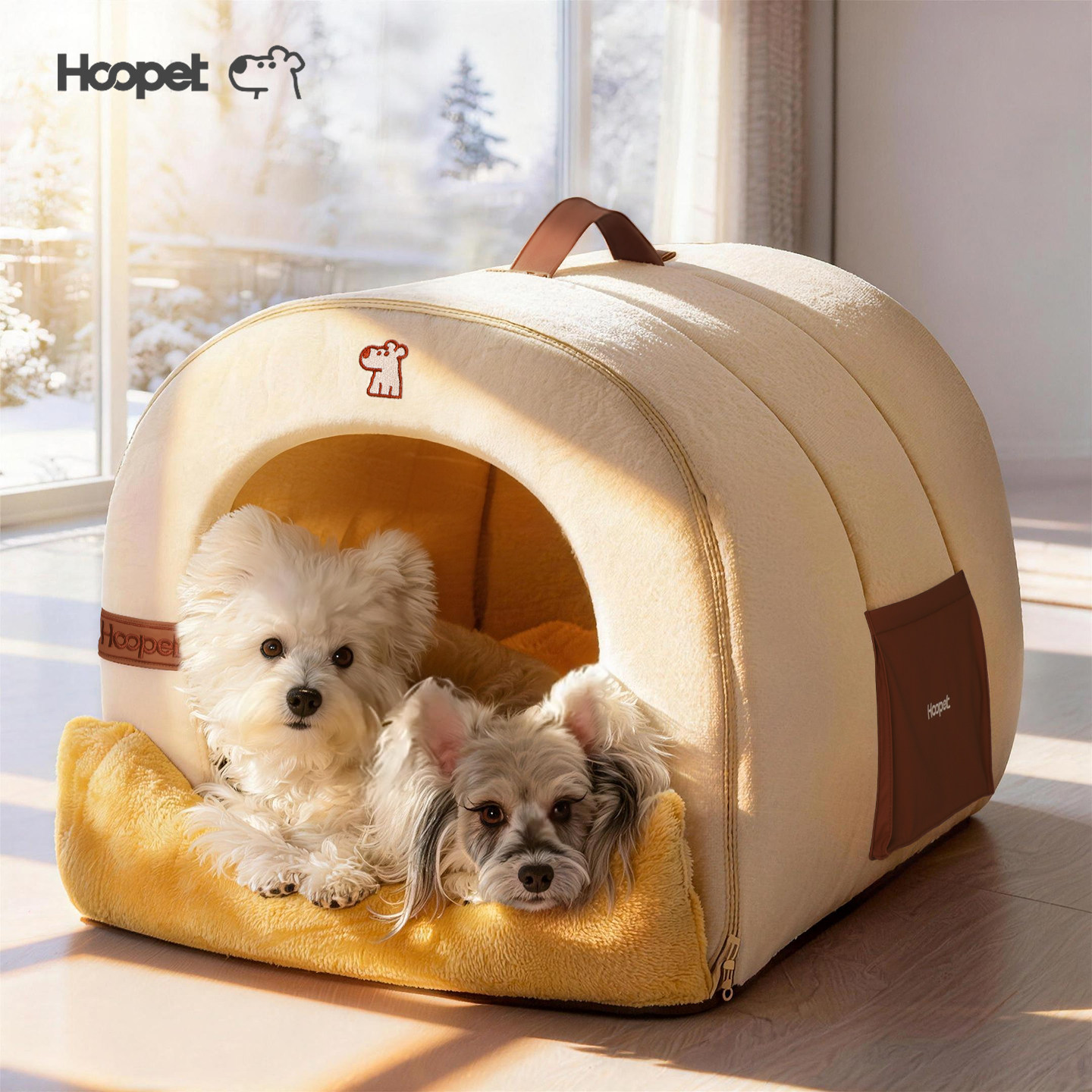 Hoopet宠物暖绒拱形窝猫狗睡觉窝垫子中小型犬秋冬加厚可拆洗狗窝