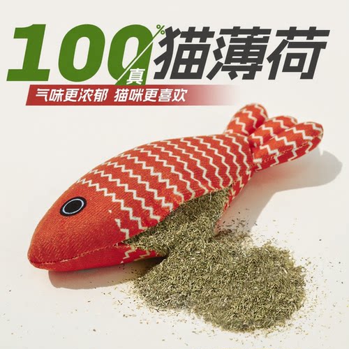 Hoopet猫玩具仿真薄荷鱼自嗨解闷