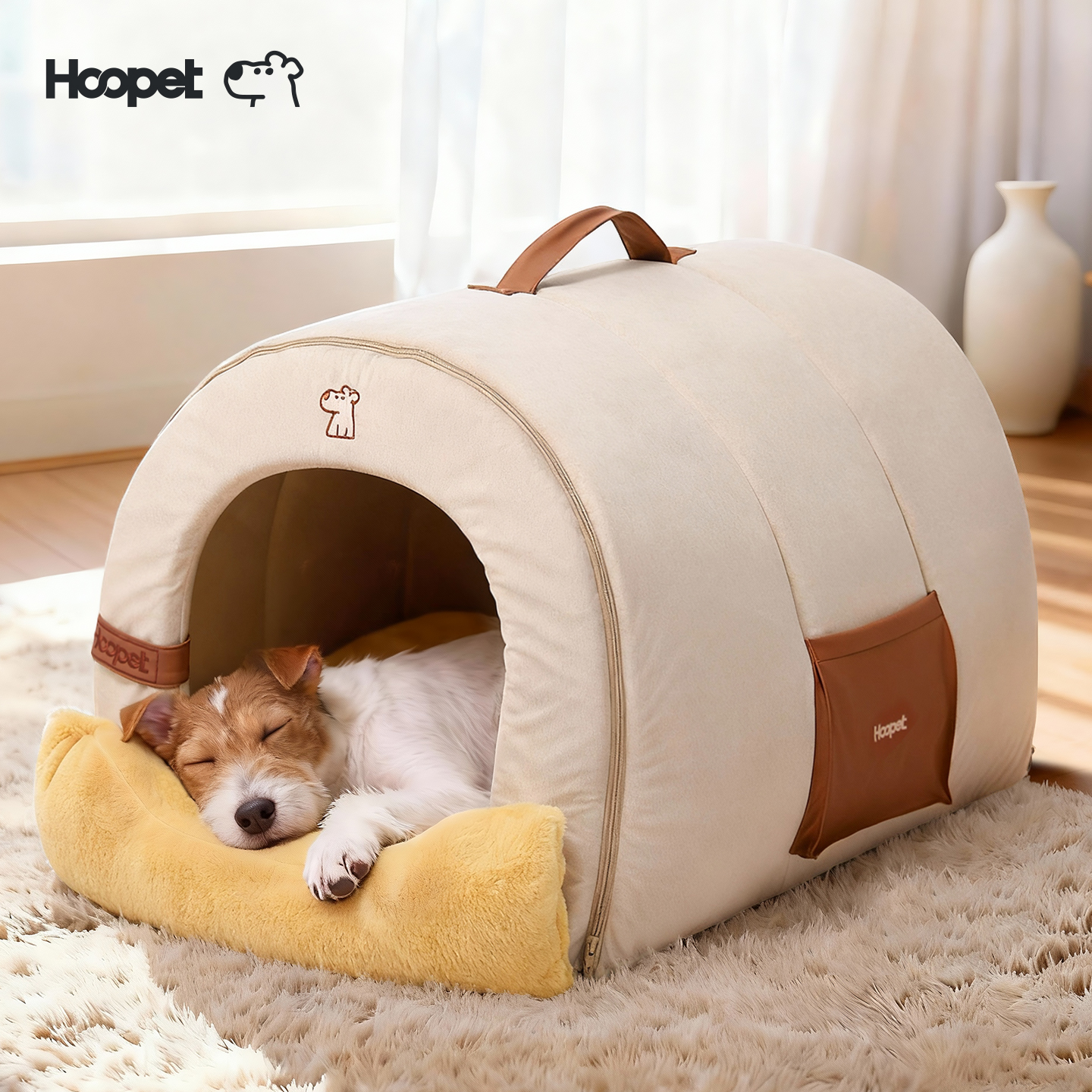 Hoopet宠物暖绒拱形窝猫狗睡觉窝垫子中小型犬秋冬加厚可拆洗狗窝