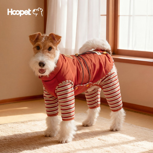 Hoopet防泼水棉服马甲比熊泰迪新年保暖防寒棉衣加厚冬装狗狗衣服