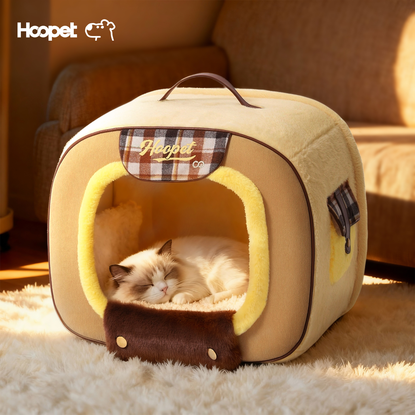Hoopet不塌房系列联名猫窝小黄人海绵宝宝猫窝秋冬可拆洗保暖狗窝