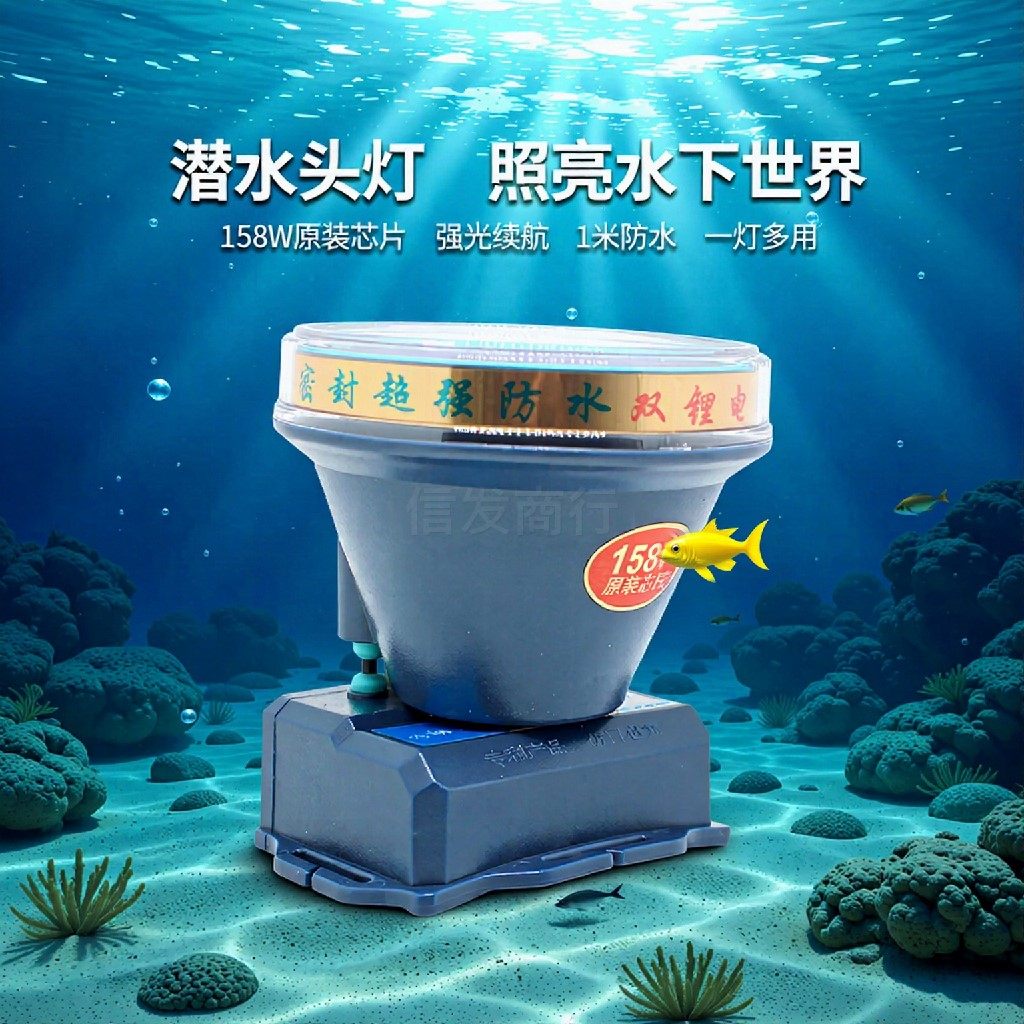 潜水头灯强光充电户外防水头戴式手电筒超亮壹明王钓鱼露营灯