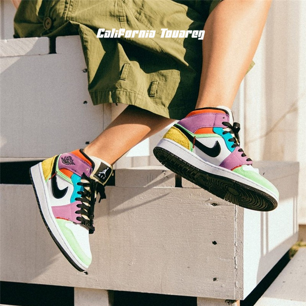 nike air jordan 1 aj1彩色拼接 爱国者男女高帮篮球鞋cw1140-100