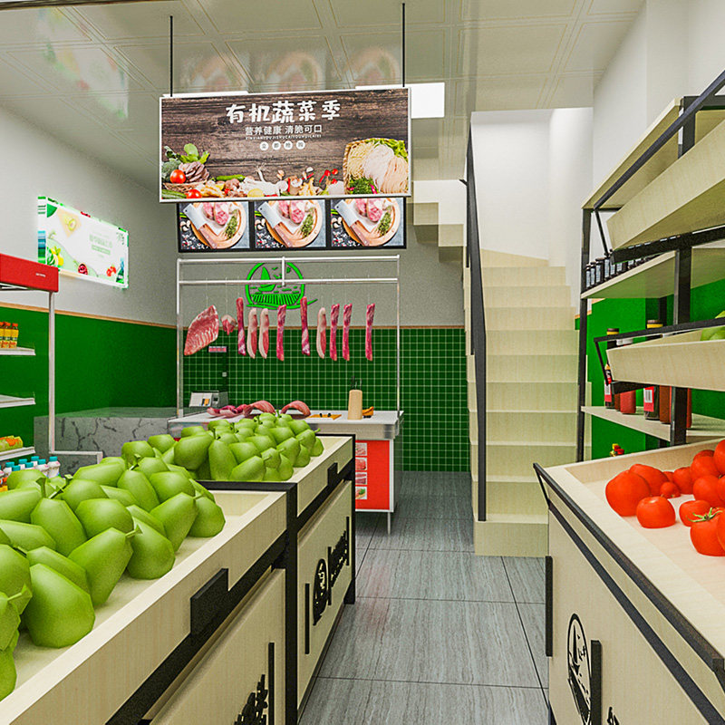水果店装修设计效果图制作生鲜店面cad平面图纸装修设计师纯设计
