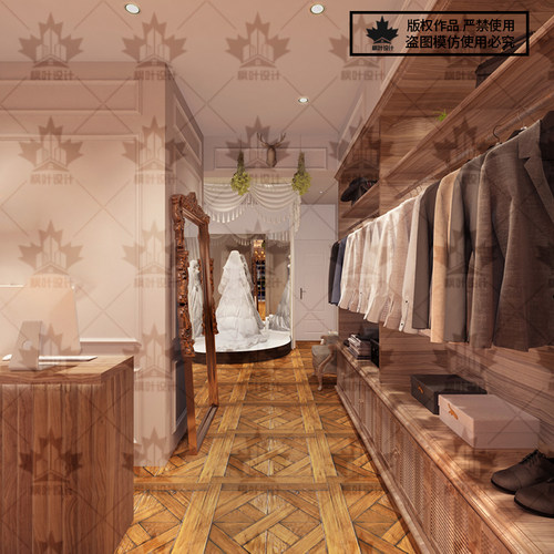 婚纱店设计中式装修设计师纯设计影楼店面展厅室内设计效果图制作