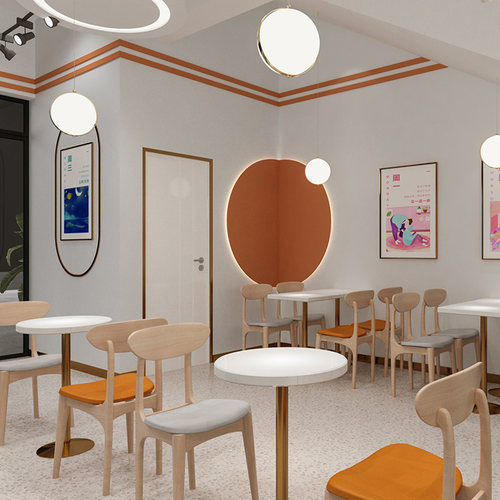 甜品店装修设计效果图室内设计施工餐饮店面餐厅装修设计师纯设计