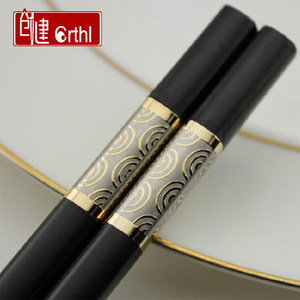 创健无漆无蜡家庭装防滑家用酒店筷子快子套装10双 合金筷子