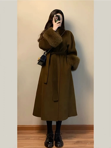 Большое двусторонное кашемировое зимнее шерстяное шерстяное пальто, изысканный стиль, городской стиль, подходит для подростков