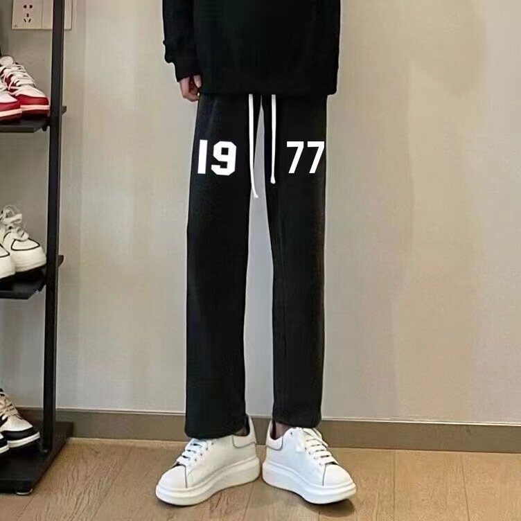 春秋垂感宽松阔腿九分卫裤