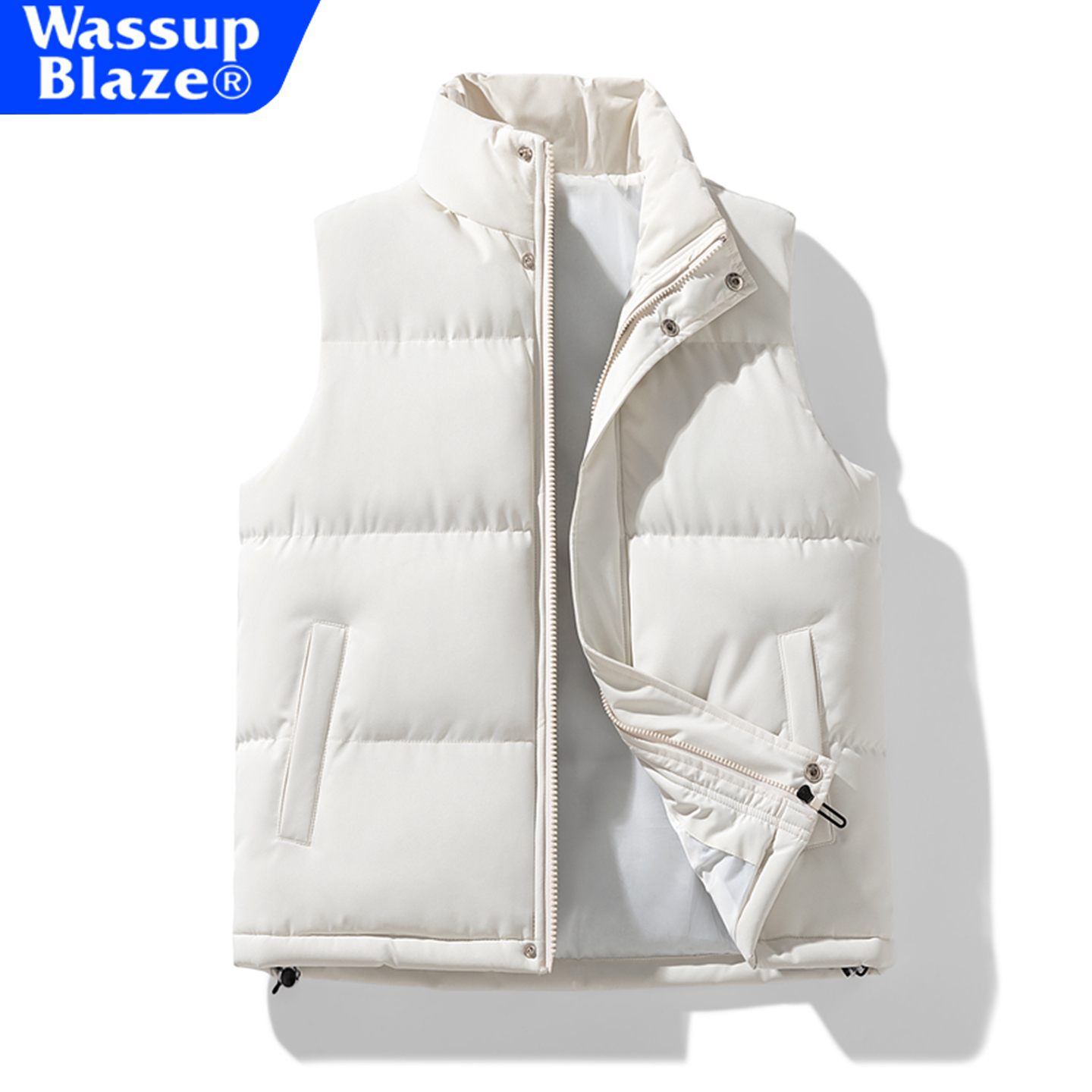 WASSUP轻薄羽绒棉马甲男女同款立领秋冬无袖坎肩潮牌棉服加厚外套