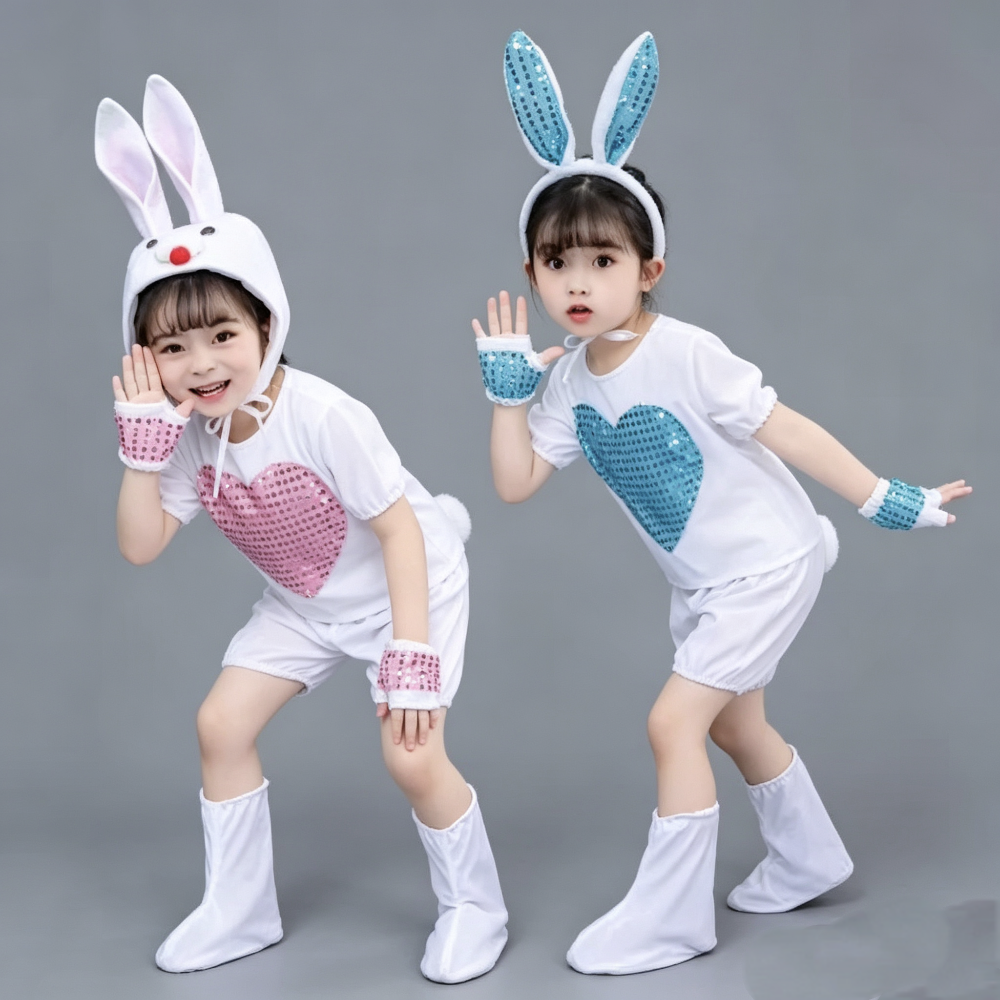 新款小白兔舞蹈服装儿童小兔子表演服兔子演出服少儿卡通动物服