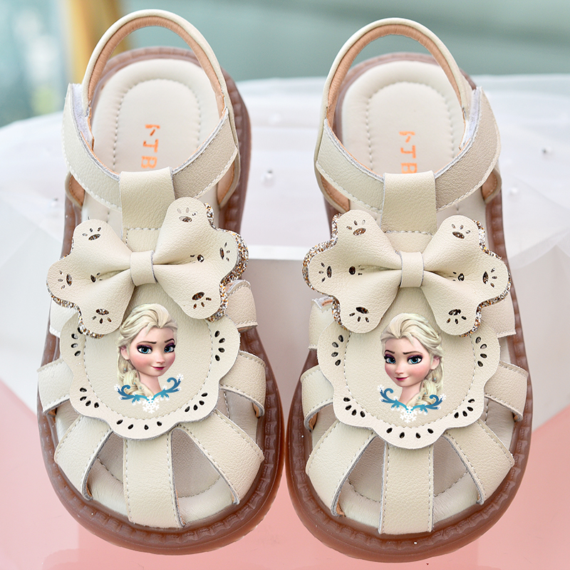 女童凉鞋儿童公主鞋包头鞋子防滑软底洋气小女孩真皮白色粉色童鞋