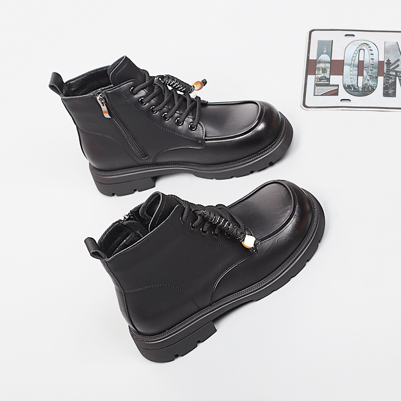 时尚大码女鞋41-43棉靴冬季休闲短靴新款加宽加肥百搭加绒马丁靴