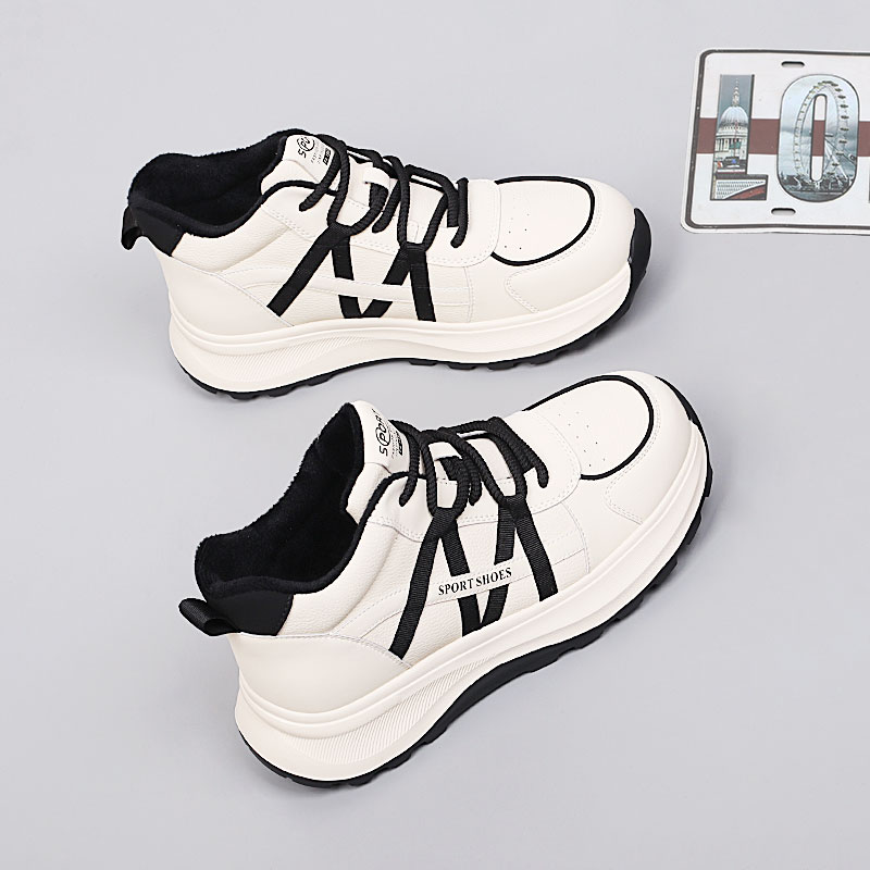 大码女鞋41-43胖mm鞋宽胖脚休闲棉鞋2025冬季新款时尚加绒小白鞋