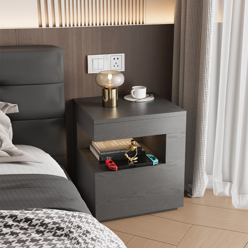 设计师款意式极简床头柜一体悬浮式床边柜现代简约卧室收纳柜