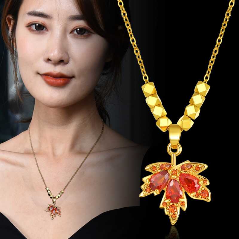 轻奢红色小众秋冬水晶吊坠女款