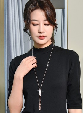 女长款四季青竹项链韩款毛衣链