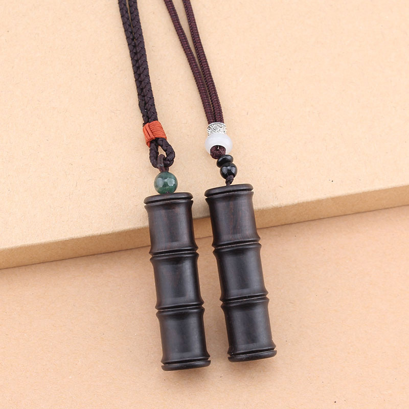 黑檀木竹节棉麻绳男女项链毛衣链