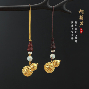 民族风手机挂绳铜福葫芦手机链可开盖防丢绳男女个性创意包包挂饰