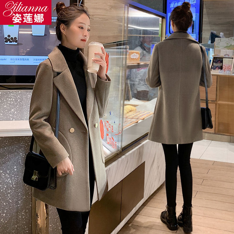 毛呢外套女中长款小个子2020秋冬季新款加厚妮子韩版流行呢子大衣