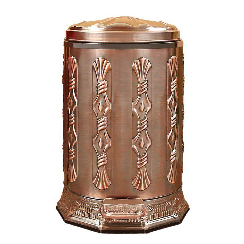 亿丽家高档玫瑰金欧式静音垃圾桶客厅不锈钢脚踩式创意带盖收纳桶