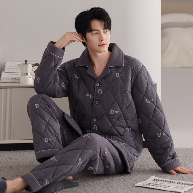 2025新款睡衣男冬季纯棉夹棉三层加厚加绒袄大码冬天珊瑚绒家居服,女士内衣/男士内衣/家居服,睡衣/家居服套装,淘宝优惠券,粉丝福利购,淘宝优惠卷