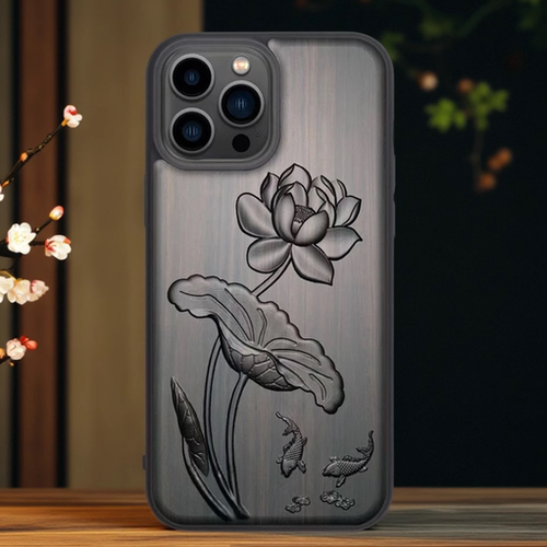 私人定制手机保护壳复古檀木浮雕