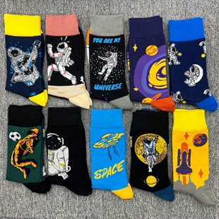 happyscoks袜子瑞典潮牌男士袜子时尚百搭ins潮街头纯棉中长筒袜