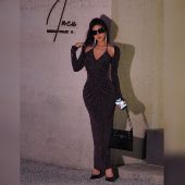 圆舞曲欧美辣妹流星纱满钻假两件吊带闪闪长裙26 蜜蜜家 ZA095