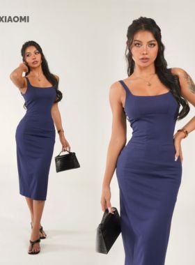 【蜜蜜家】流素 欧美辣妹胸棉一体连衣裙Kendall中长裙 25/Y615