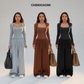 蜜蜜家 Z651 奔赴冬约 抓绒连体衣 欧美辣妹修身 休闲裤 K156