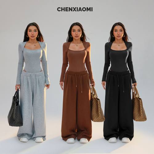 【蜜蜜家】奔赴冬约 欧美辣妹修身抓绒连体衣/休闲裤25/Z651/K156